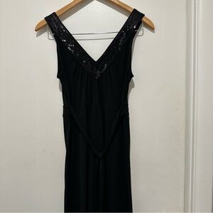 MICHAEL KORS Sleeveless Empire Dress Black‎ w/Black Sequin Collar/Straps Size S